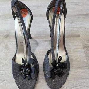 Elegant Glittery Black Women's Heels